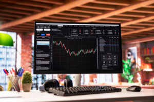 Software pc screen used analyzing cryptocurrency investment purchases 300x200