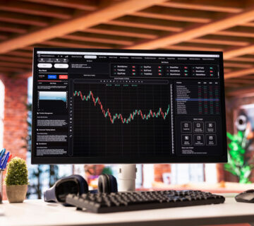 Software pc screen used analyzing cryptocurrency investment purchases 360x320